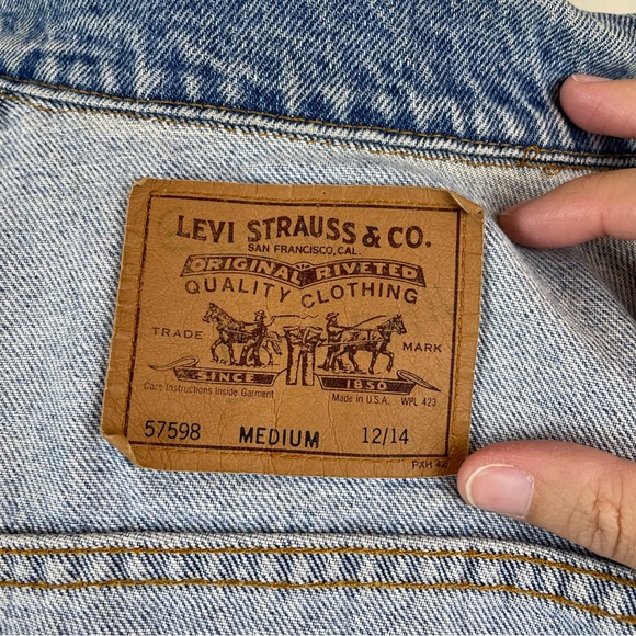 Levi Strauss Indian Motorcycle Denim Blue Jean Jacket Women Medium Cotton USA - Picture 2 of 11